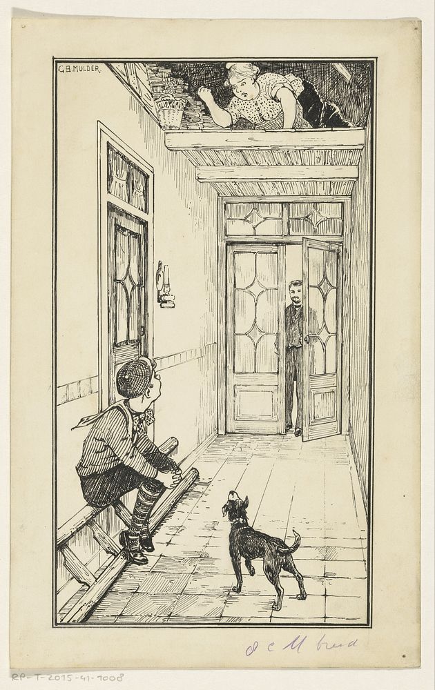 Vrouw maakt een vuist naar een jongen (1885 - 1938) by Gillis Bernhard Mulder
