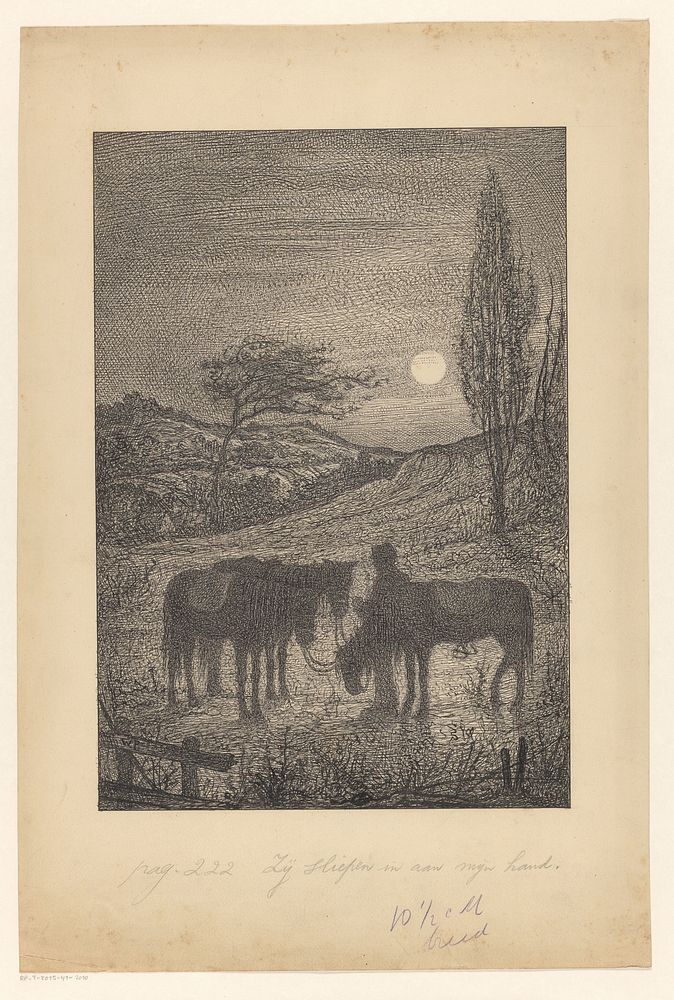 Man met drie paarden in een landschap (in or before 1910) by Willem Pothast