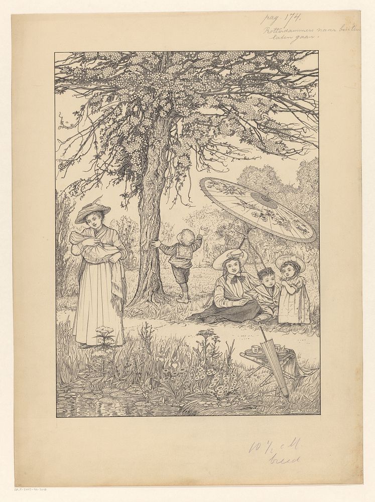 Vrouwen en kinderen in een park (in or before 1910) by Willem Pothast