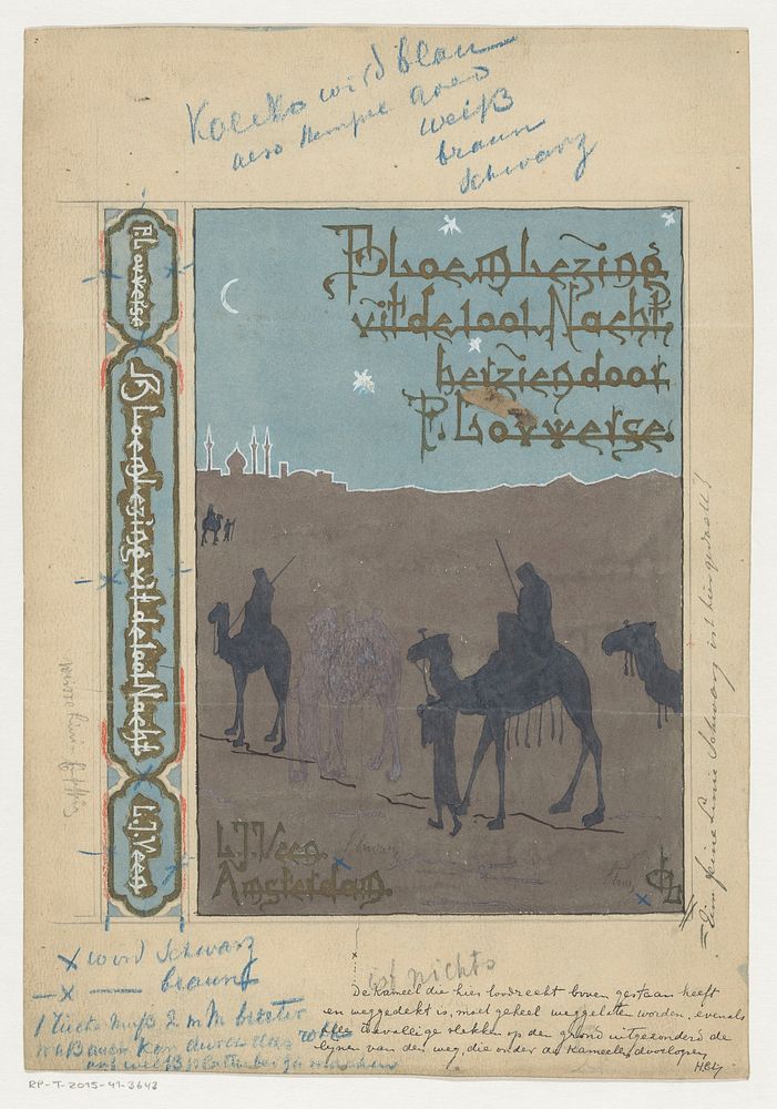Bandontwerp voor: Pieter Louwerse, Bloemlezing uit de Duizend en één Nacht, 1910 (in or before 1910) by H C Louwerse