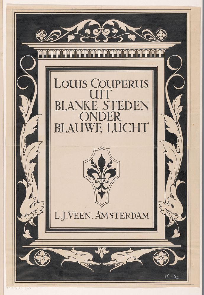 Bandontwerp voor: Louis Couperus, Uit blanke steden onder blauwe lucht, 1912-1913 (in or before 1912 - 1913) by Karel…