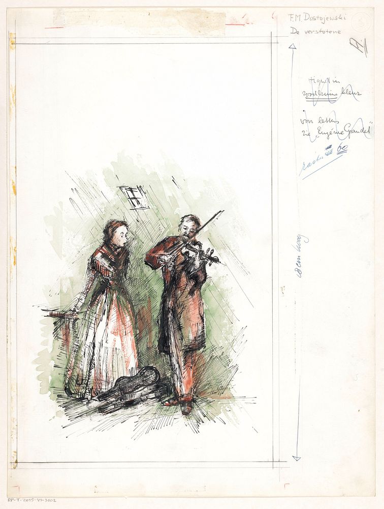 Vrouw en vioolspelende man (in or before 1969) by anonymous