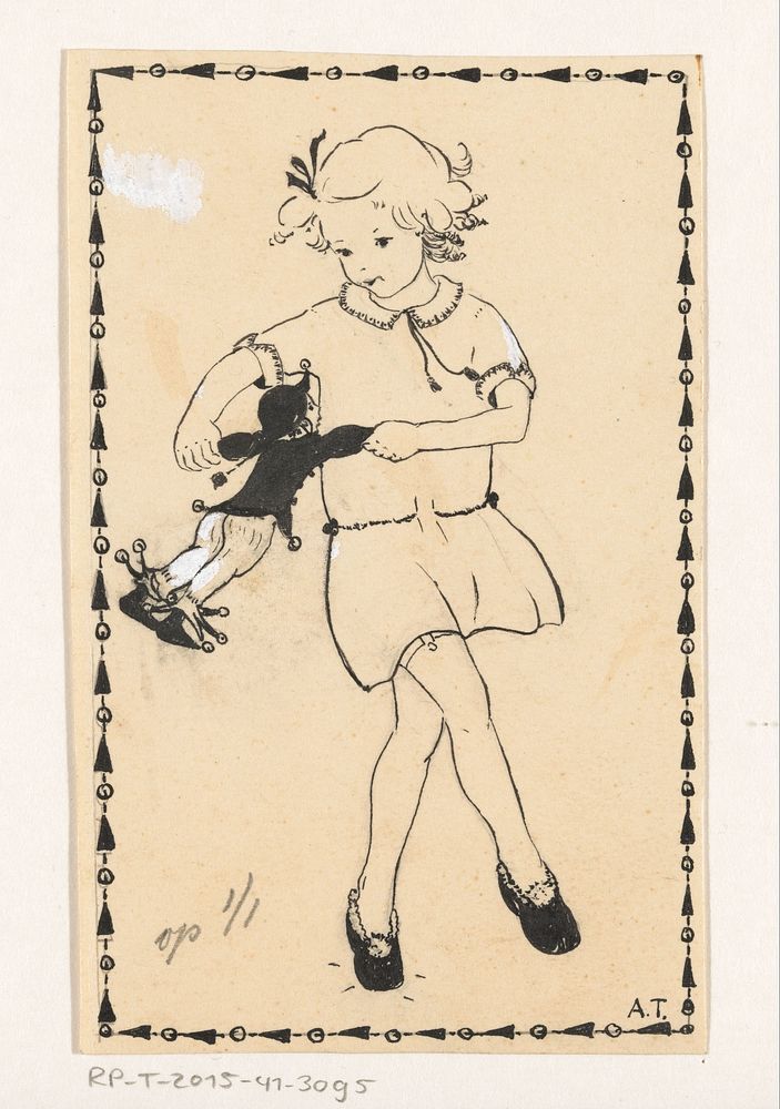 Meisje danst met een pop (c. 1925 - c. 1935) by A Tinbergen