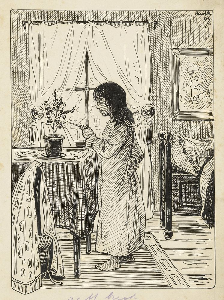Brieflezend meisje in een interieur (1909) by Havik