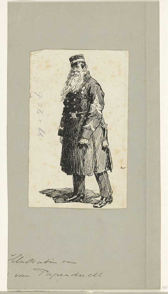 Staande militair met baard (in or before 1889) by Jan Hoynck van Papendrecht