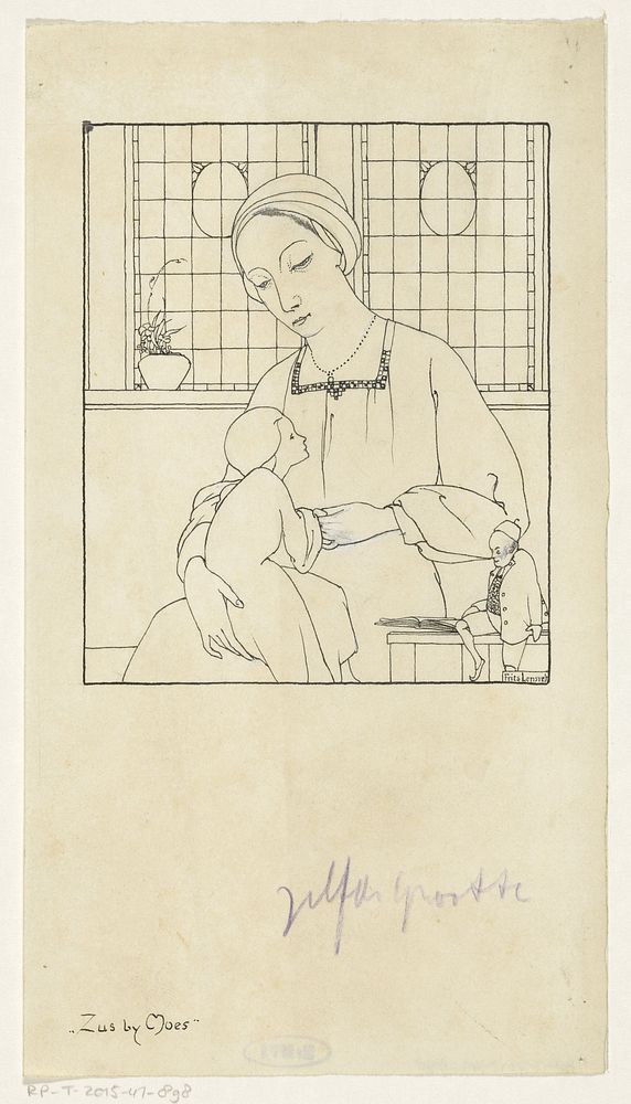 Vrouw met kind op schoot (c. 1910) by Frits Lensvelt