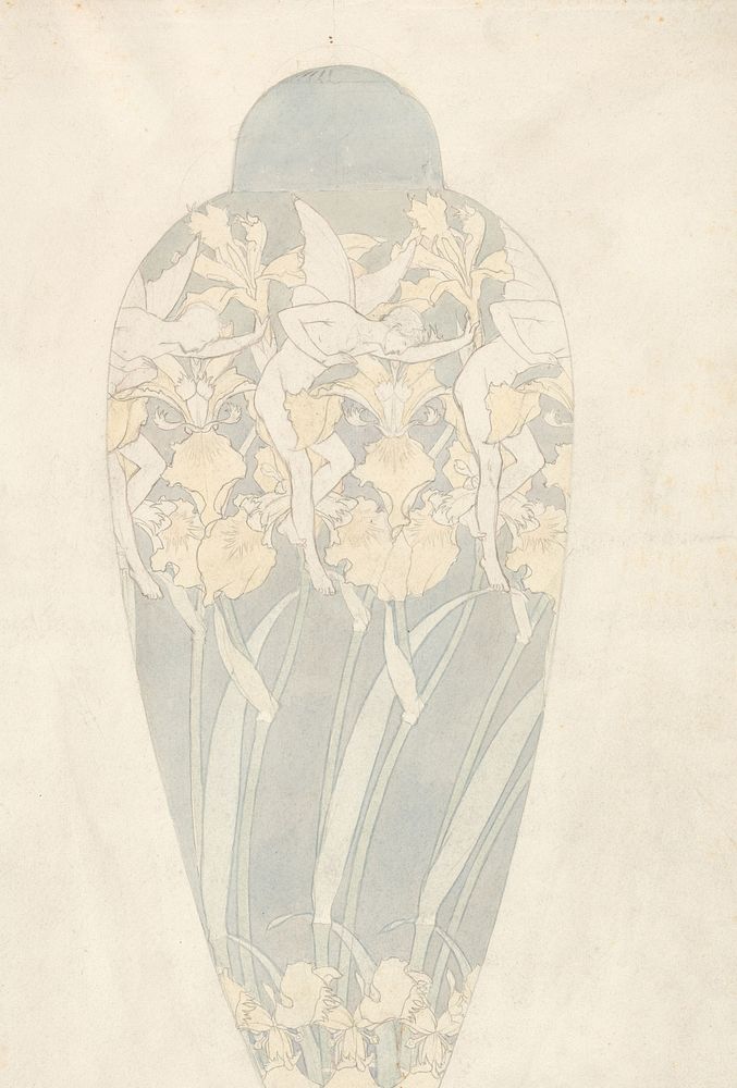 Ontwerp voor de beschildering van een vaas 'Elfes et Iris' (1874 - 1926) by Anatole Alexis Fournier