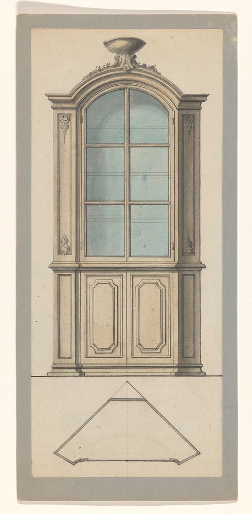 Ontwerptekening hoekbuffet (c. 1735 - c. 1750) by Guillaume Thomas Raphaël Taraval