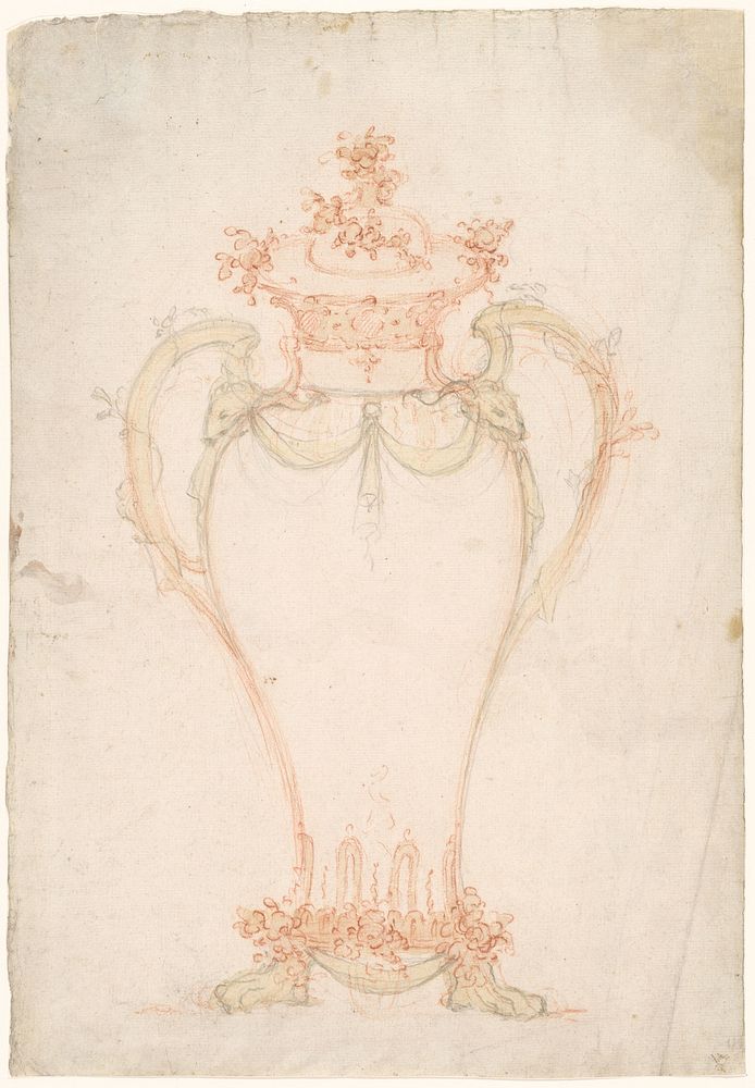 Ontwerp voor de verguld bronzen montuur van een porseleinen vaas (c. 1750 - c. 1765) by anonymous