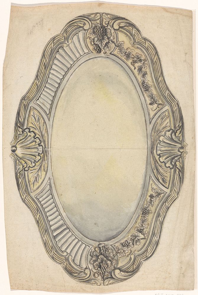 Ontwerp voor een schaal, met alternatiefoplossing voor de versiering van de rand (c. 1730 - c. 1750) by anonymous