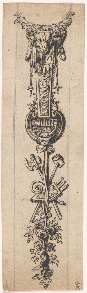 Ontwerp voor een beslagstuk voor een klok of barometer (?) (c. 1700 - c. 1725) by Gilles Marie Oppenort
