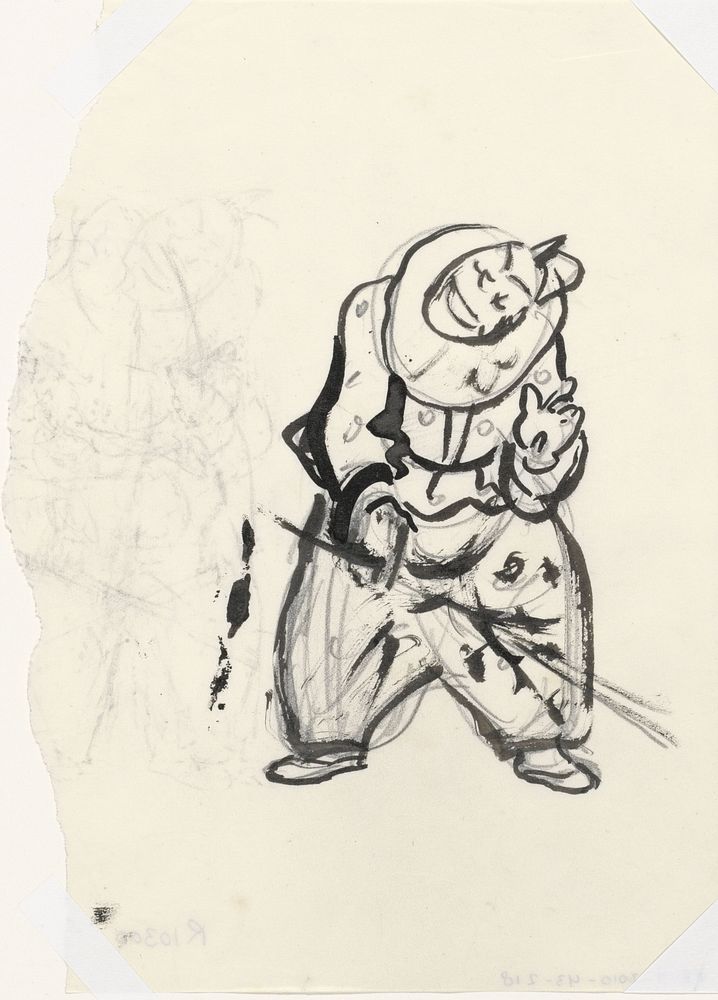 Pierrot met zweep (schets) (c. 1935 - before 1936) by Leo Gestel