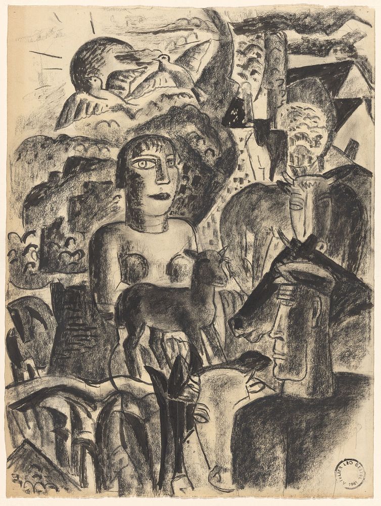 Boerenfamilie (1926) by Leo Gestel