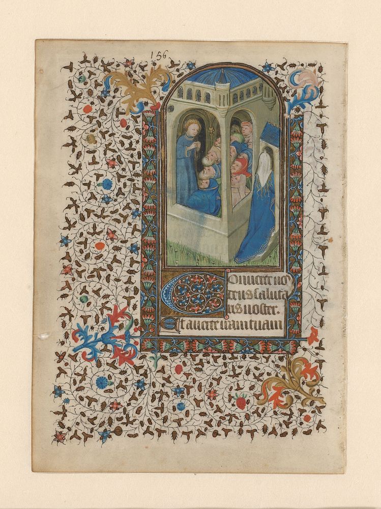 Blad uit een getijdenboek met Christus voor de schriftgeleerden (c. 1400 - c. 1449) by anonymous and anonymous
