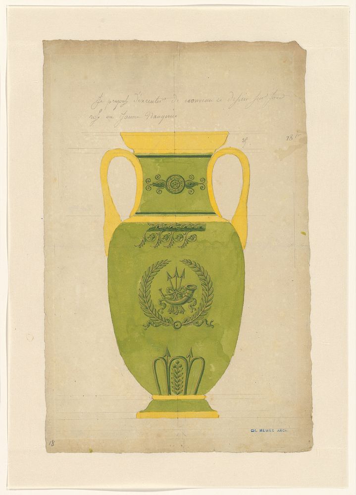 Ontwerp voor een vaas van Sèvres porselein (c. 1805 - c. 1815)