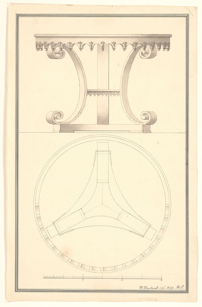 Ontwerp voor een ronde tafel (1822) by Carl Wilhelm Marckwort