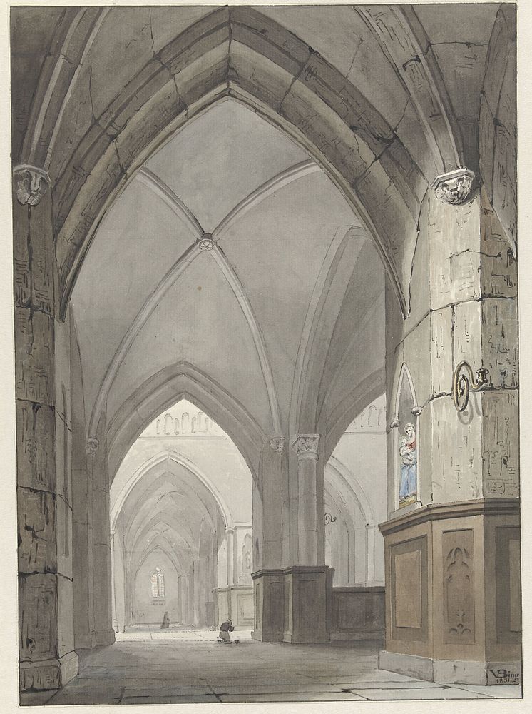Kerkinterieur (1831) by Valentijn Bing