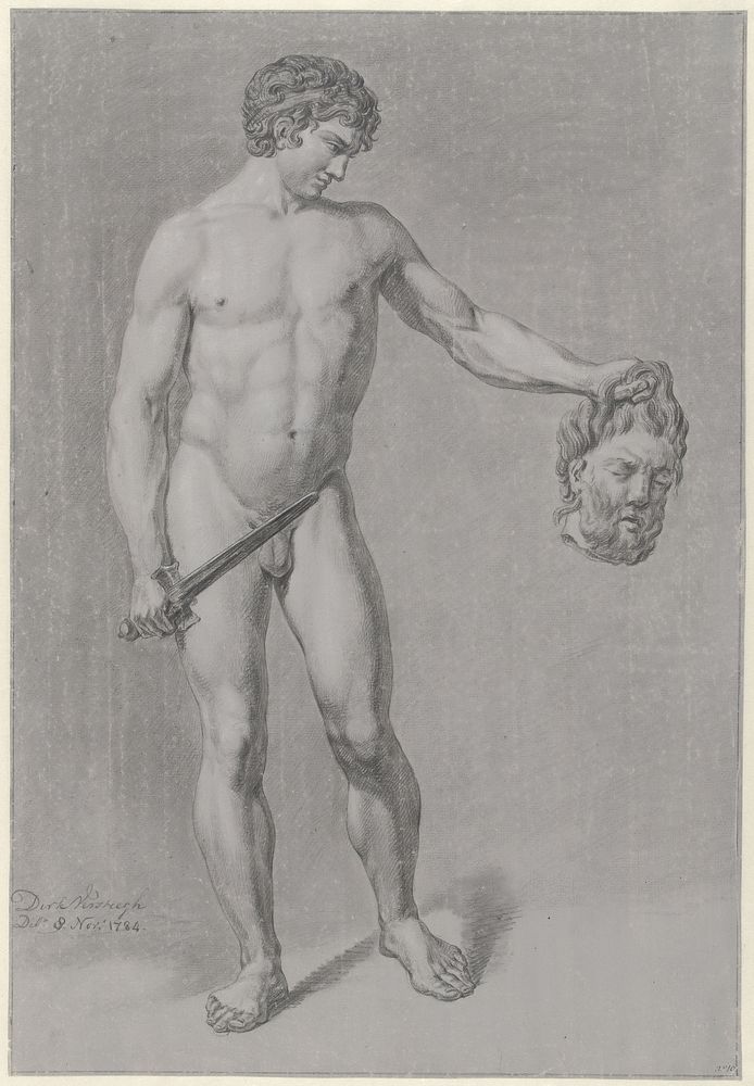 Staand mannelijk naakt met een zwaard en een afgehouwen hoofd (1784) by Dirk Versteegh