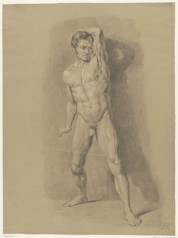 Staand mannelijk naakt, van voren (1842) by anonymous