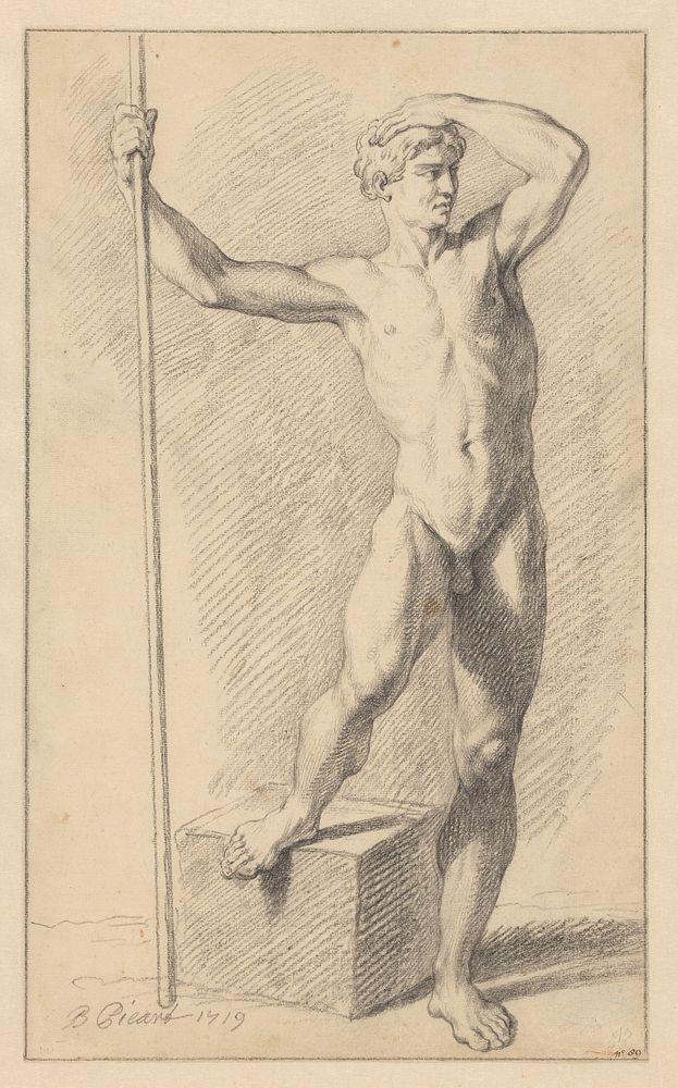Staande naakte man met opgetrokken been (1719) by Bernard Picart