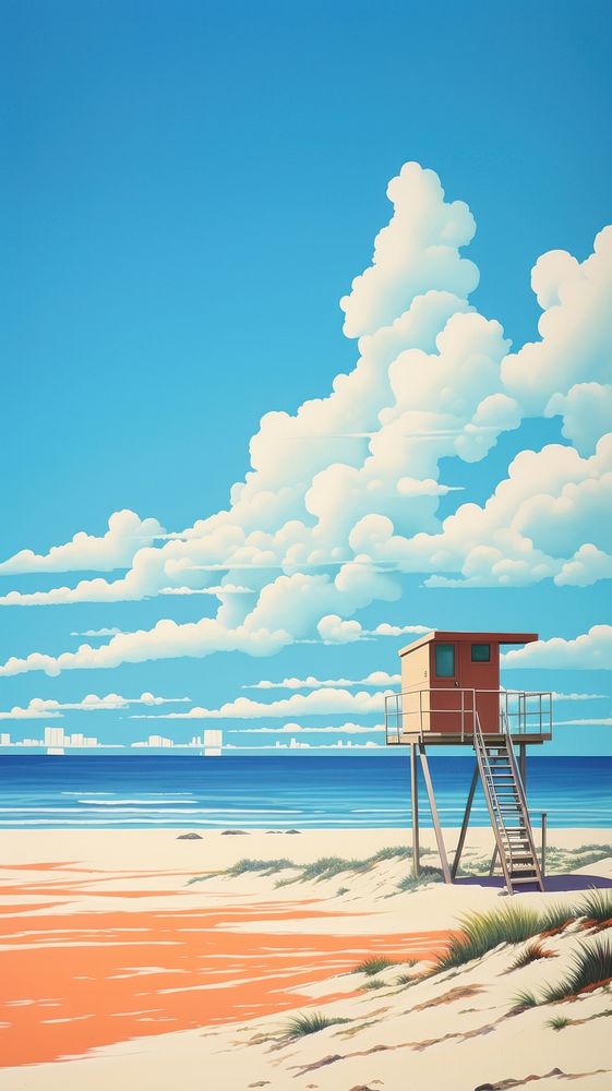  California beach wallpaper sky architecture outdoors. AI generated Image by rawpixel.