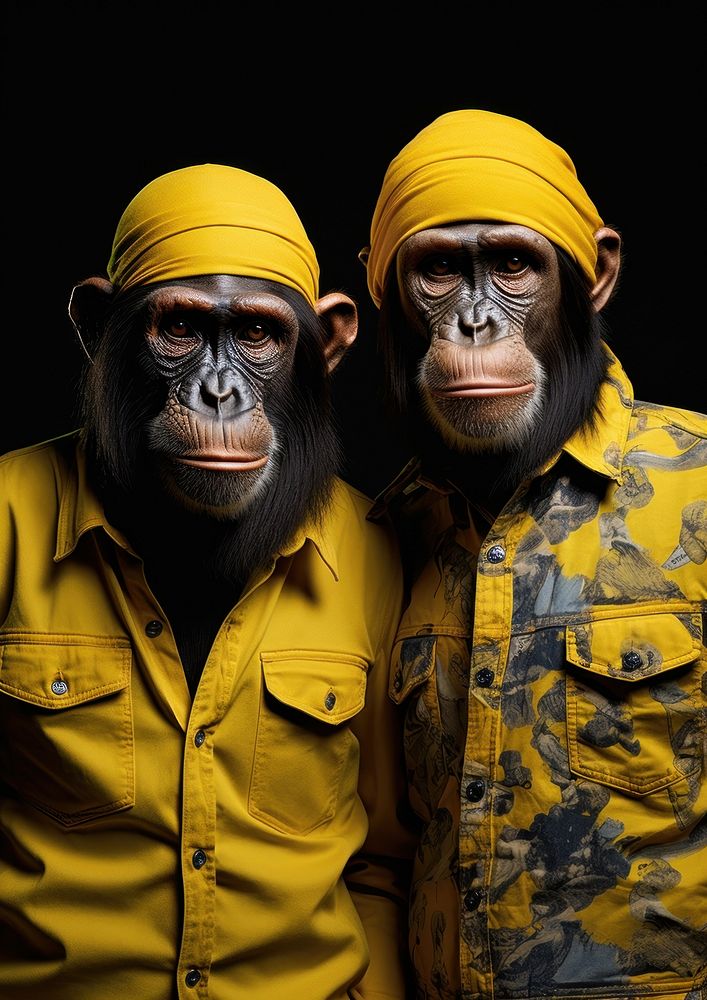 Chimpanzees portrait animal photography.