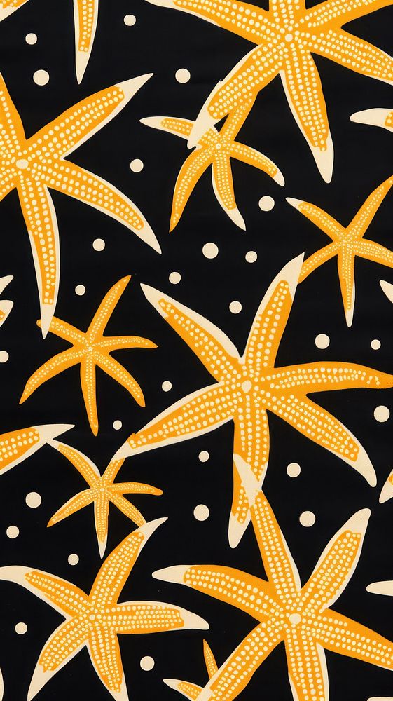  Yellow cotton pattern starfish invertebrate backgrounds. AI generated Image by rawpixel.