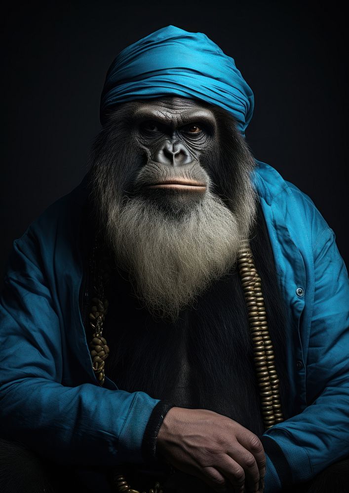 Chimpanzee portrait photography mammal. AI generated Image by rawpixel.