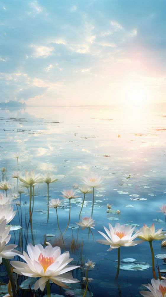  Surface of the water sunlight landscape outdoors. AI generated Image by rawpixel.