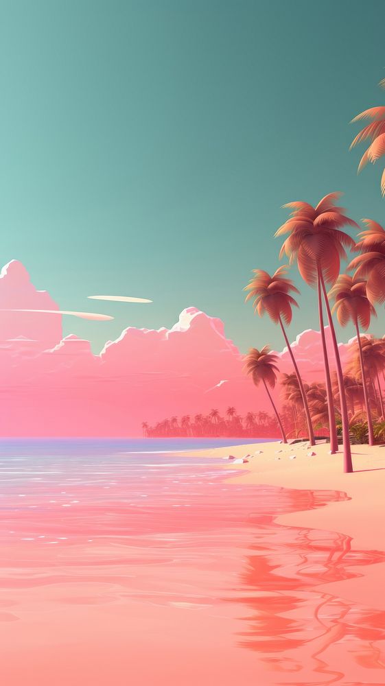  Palm trees beach landscape outdoors. AI generated Image by rawpixel.