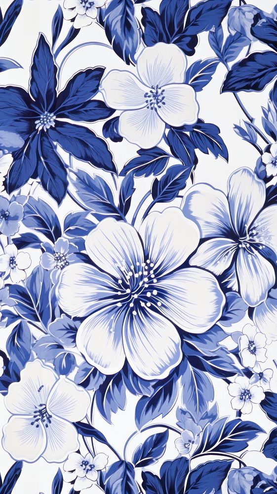  Hawaiian floral art pattern white. AI generated Image by rawpixel.