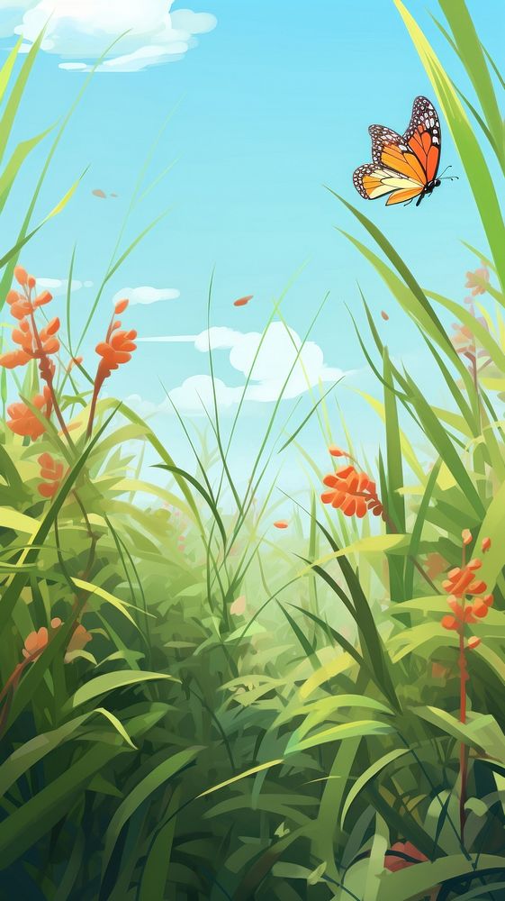  Meadow grass butterfly outdoors. AI generated Image by rawpixel.