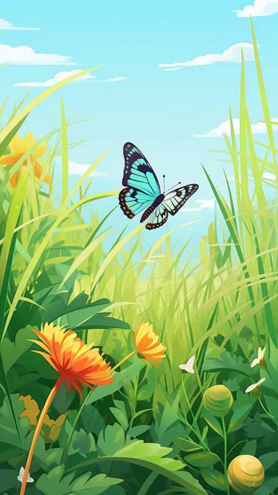  Meadow butterfly outdoors nature. AI generated Image by rawpixel.