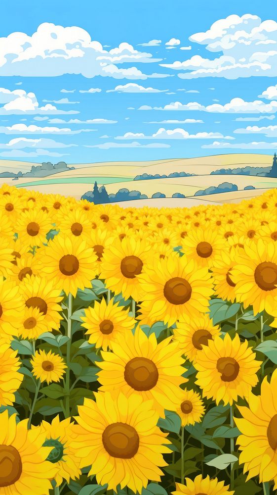  Sunflower field landscape backgrounds outdoors. AI generated Image by rawpixel.