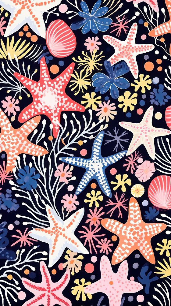  Pink cotton pattern starfish sea backgrounds. AI generated Image by rawpixel.