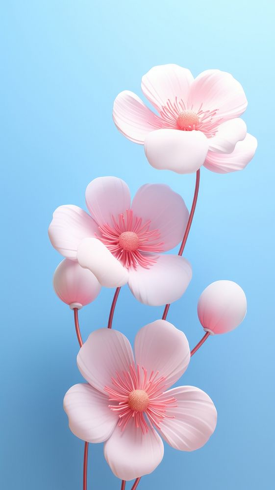  Three pinks flower blossom petal plant. AI generated Image by rawpixel.