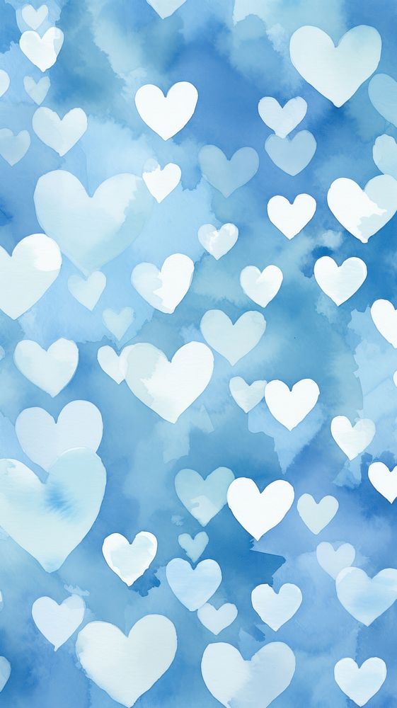  Hearts backgrounds white blue. AI generated Image by rawpixel.