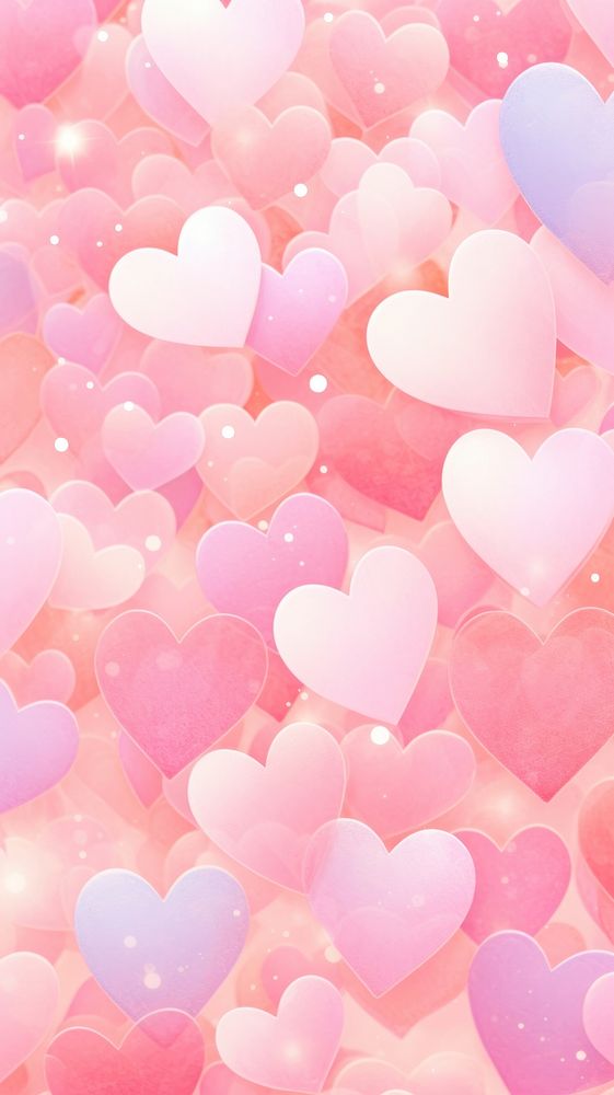  Heart shapes pink backgrounds abundance. AI generated Image by rawpixel.