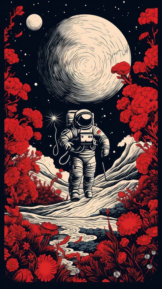  Nature astronaut science comics. AI generated Image by rawpixel.