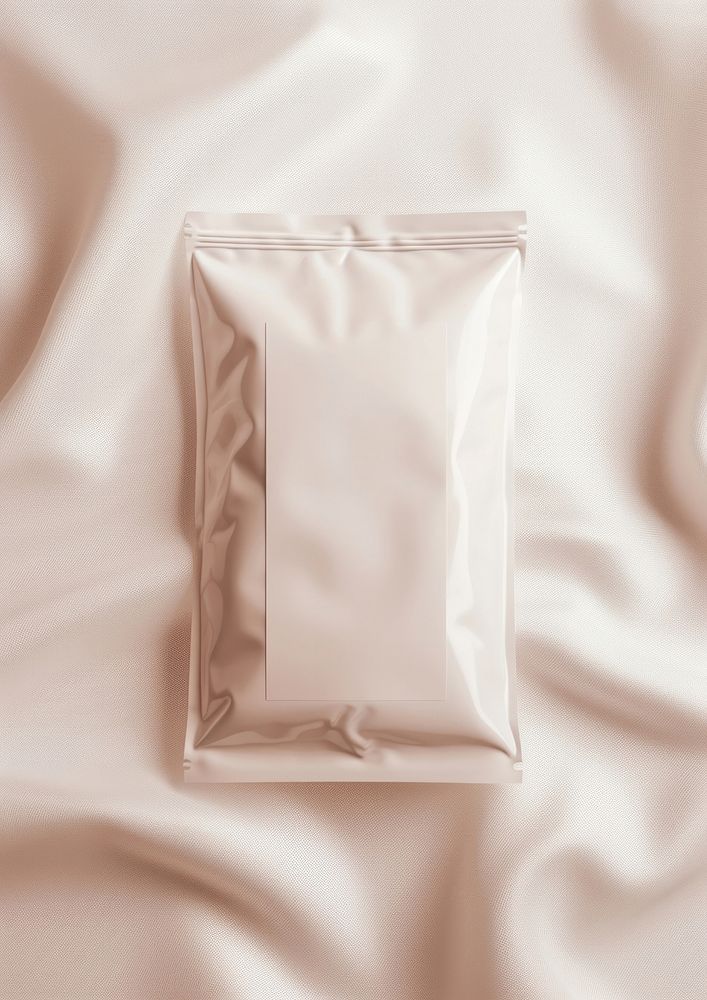 Saline bag white crumpled wrinkled.