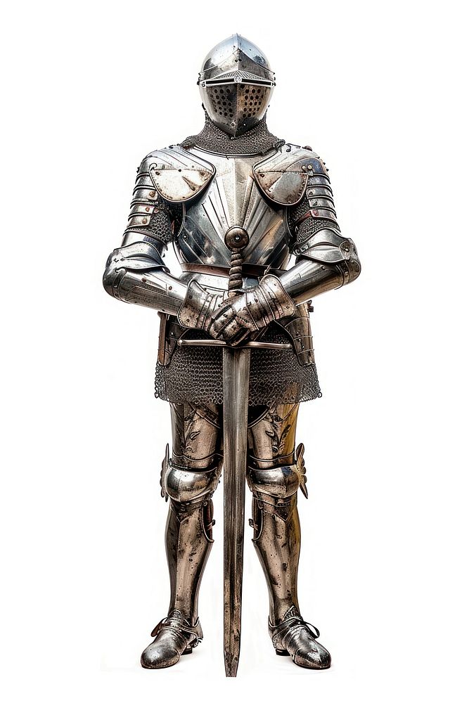 Knight in shining armor helmet sword adult.