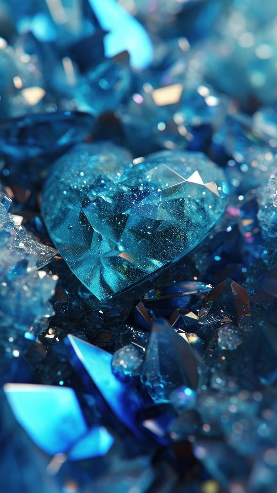  Heart shaped crystals blue gemstone jewelry. AI generated Image by rawpixel.