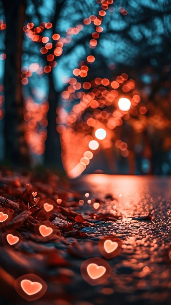  Heart bokeh illuminated tranquility reflection. AI generated Image by rawpixel.