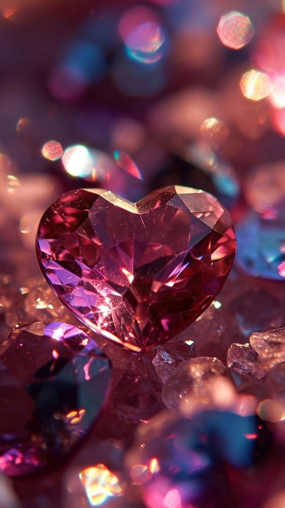  Heart shaped crystals gemstone jewelry diamond. AI generated Image by rawpixel.
