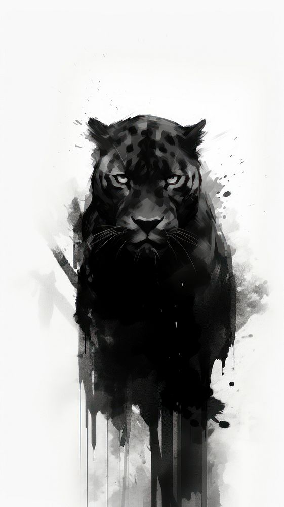 Panther animal mammal ink.