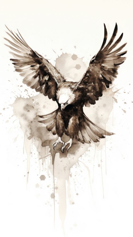 Painting vulture animal flying.