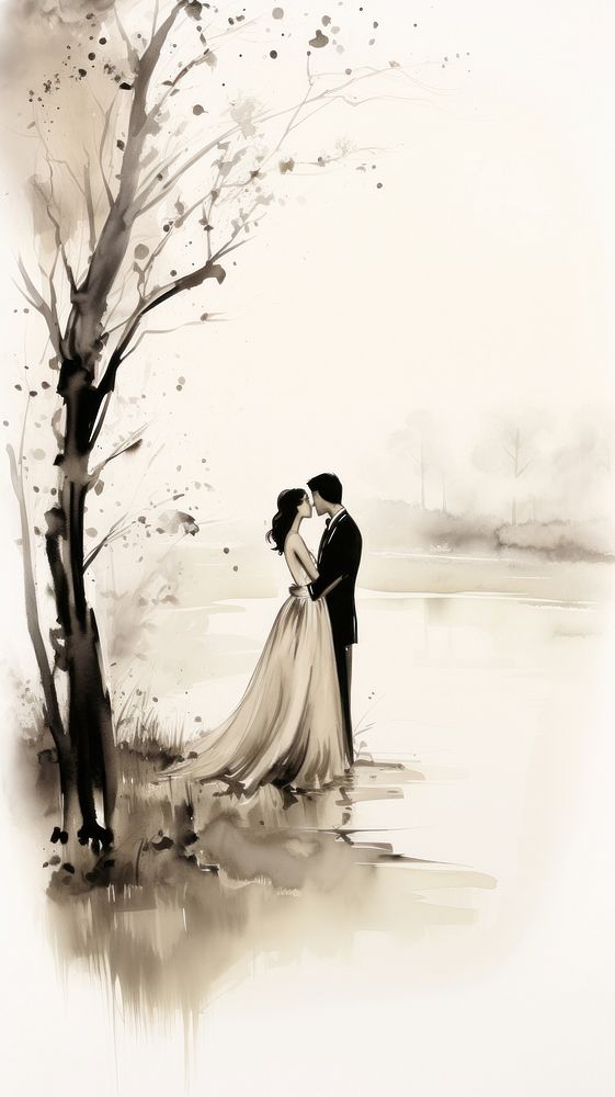 Wedding painting drawing sketch.