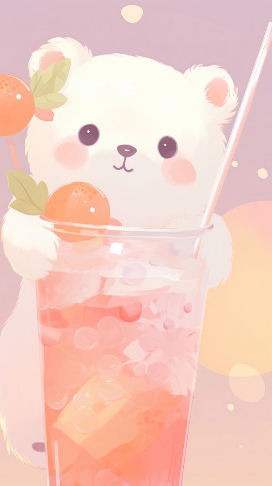  Bear drinking bubble tea cute representation refreshment. AI generated Image by rawpixel.