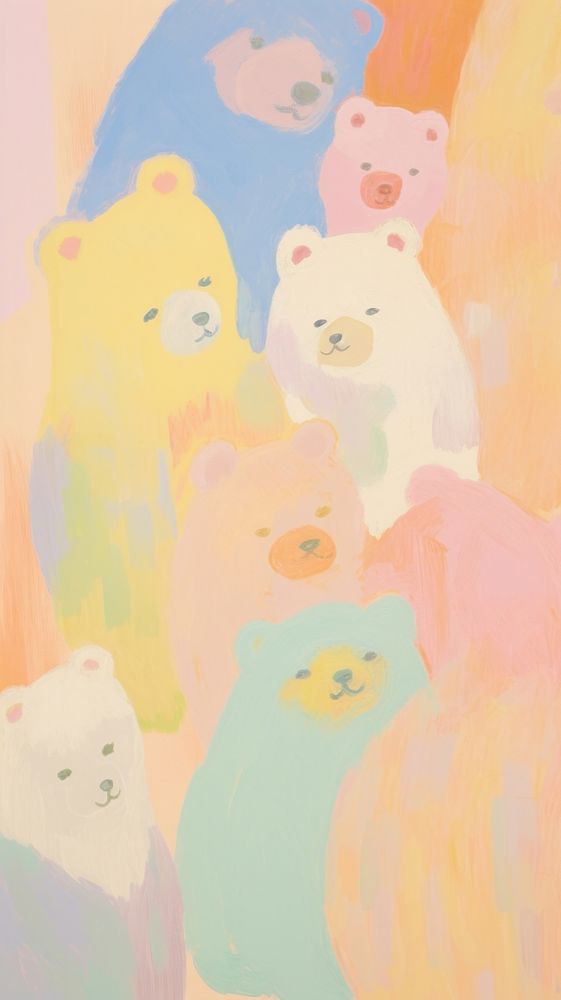  Bears backgrounds painting drawing. AI generated Image by rawpixel.