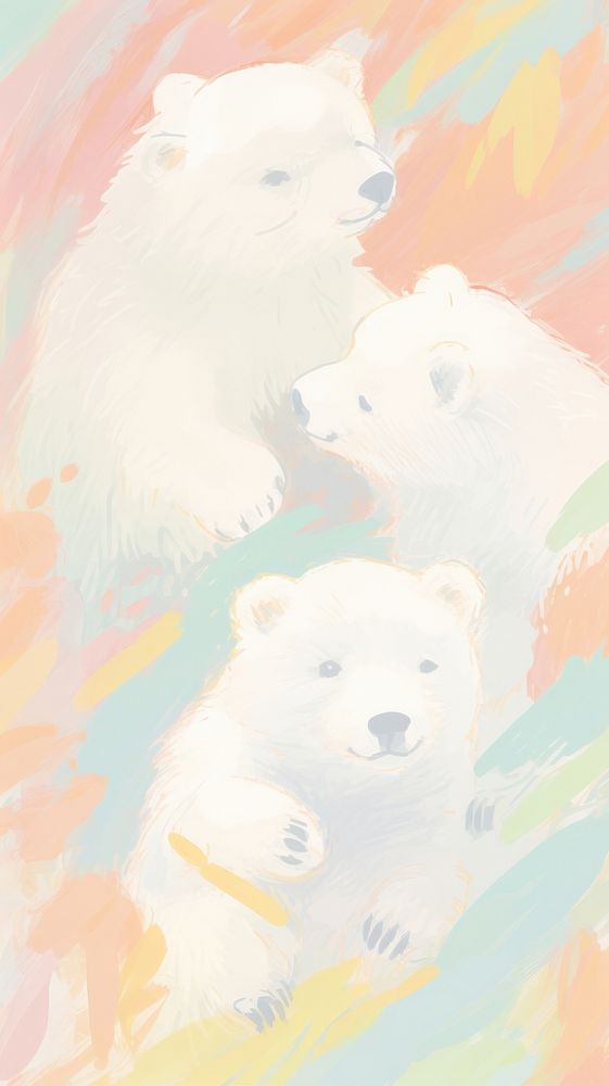  Bears painting drawing mammal. AI generated Image by rawpixel.